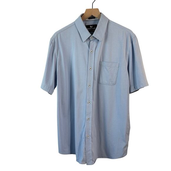 Buttercloth Mens Shirt XL Blue Short Sleeve Button Down Icy Cotton Regular Fit - Picture 1 of 9